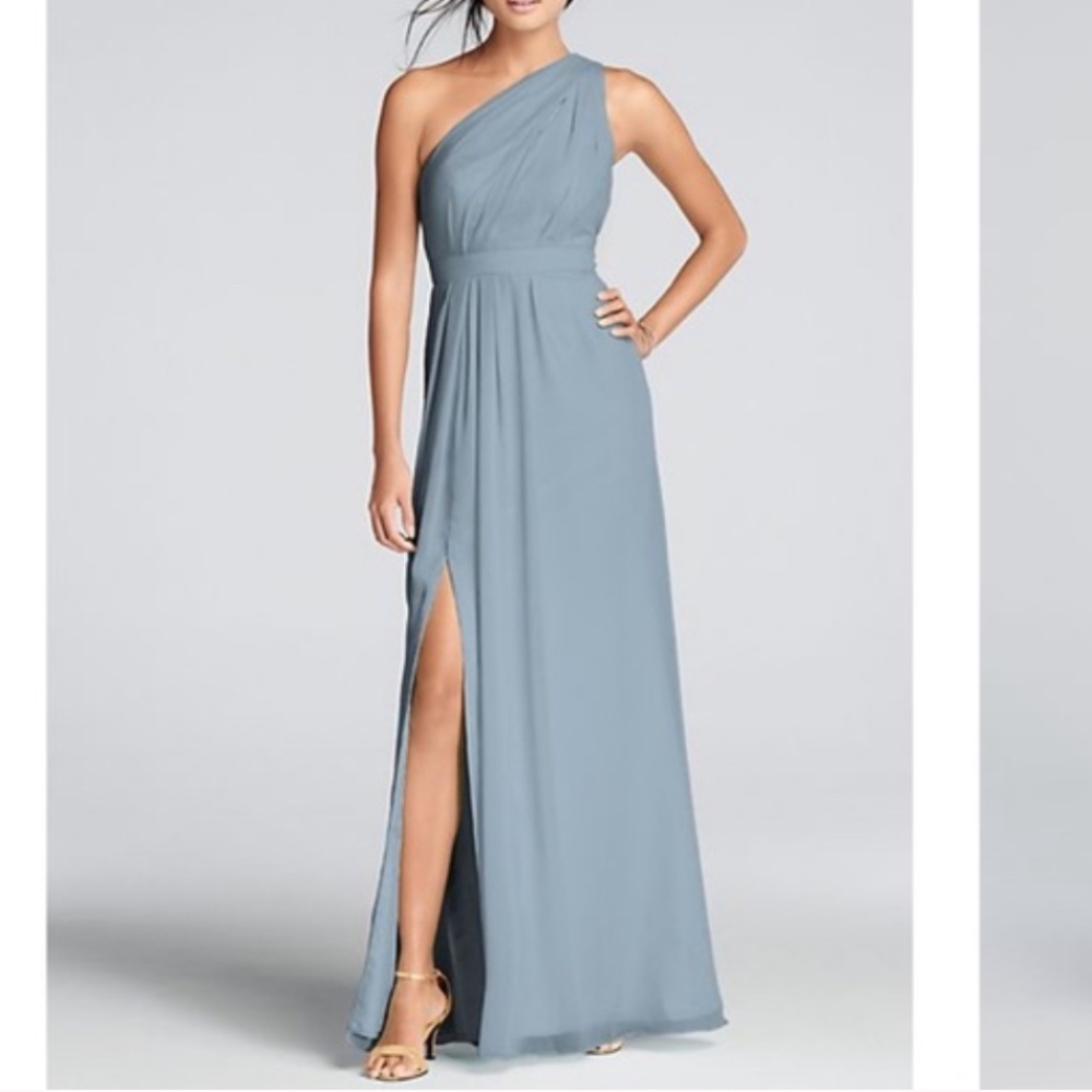 DB Studio’s Dusty Blue one shoulder Dress